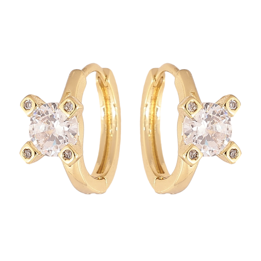 Серьги Xuping цвет Позолота 14K колечки "Вставка кристалл" фото №1