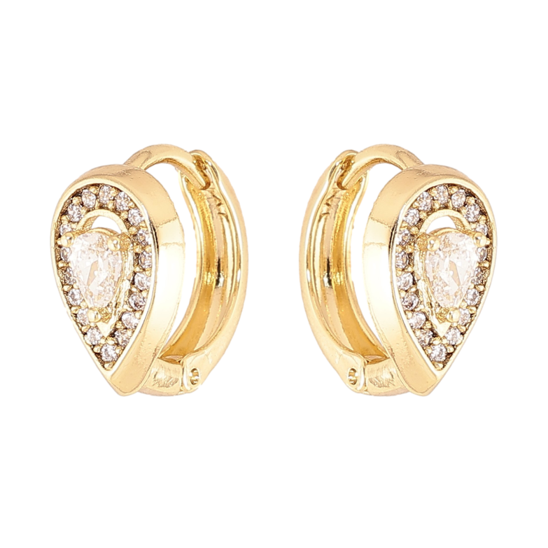 Серьги Xuping цвет Позолота 14K колечки "Кристальные капельки" фото №1