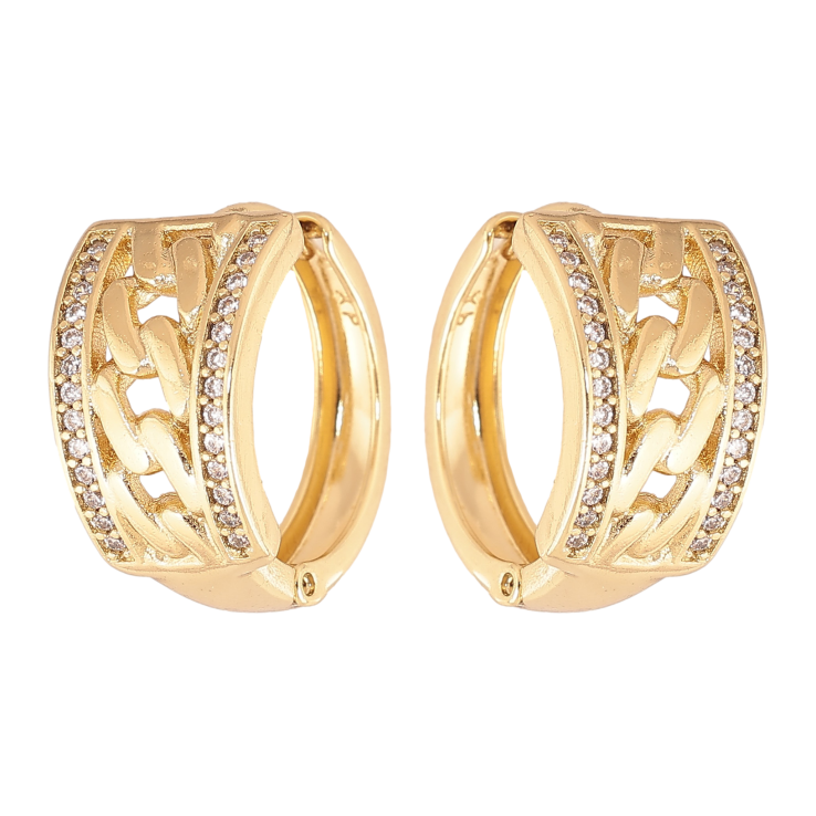 Сережки Xuping колір Позолота 14K колечка "Візерунок з кристалами" фото №13