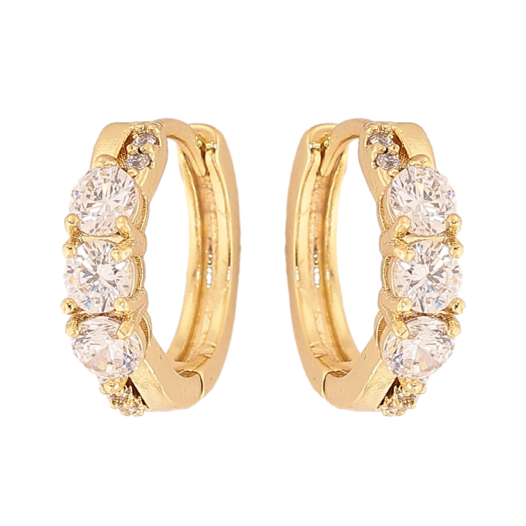 Серьги Xuping цвет Позолота 14K колечки "Узор с кристаллами" фото №17