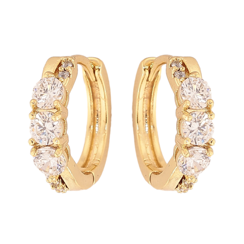 Серьги Xuping цвет Позолота 14K колечки "Узор с кристаллами" фото №1 Серьги Xuping цвет Позолота 14K колечки "Узор с кристаллами" фото №1