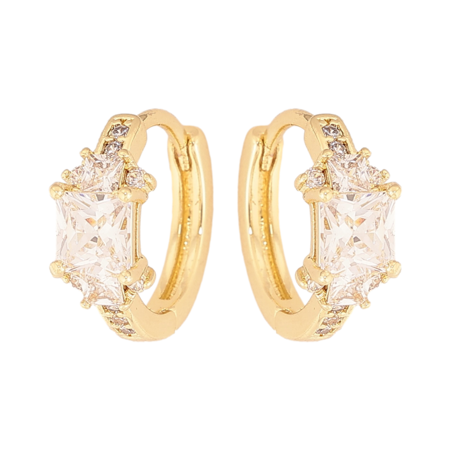 Сережки Xuping колір Позолота 14K колечка "Узор с кристаллами" фото №1