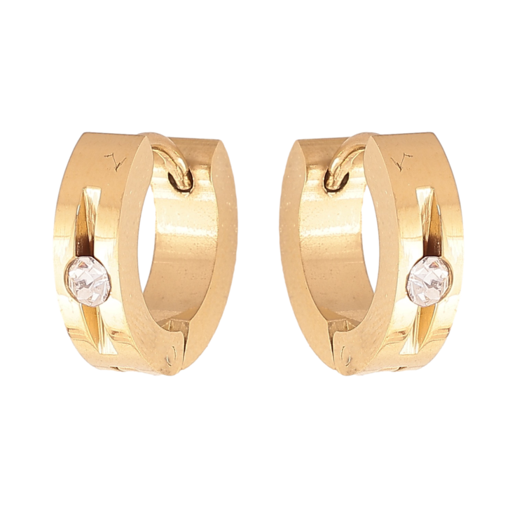 Сережки Xuping TTM Stainless Steel колір 14K колечка "Візерунок з кристалом" фото №11