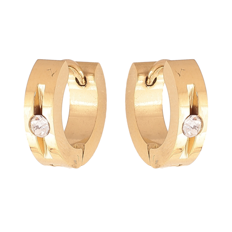 Сережки Xuping TTM Stainless Steel колір 14K колечка "Візерунок з кристалом" фото №4