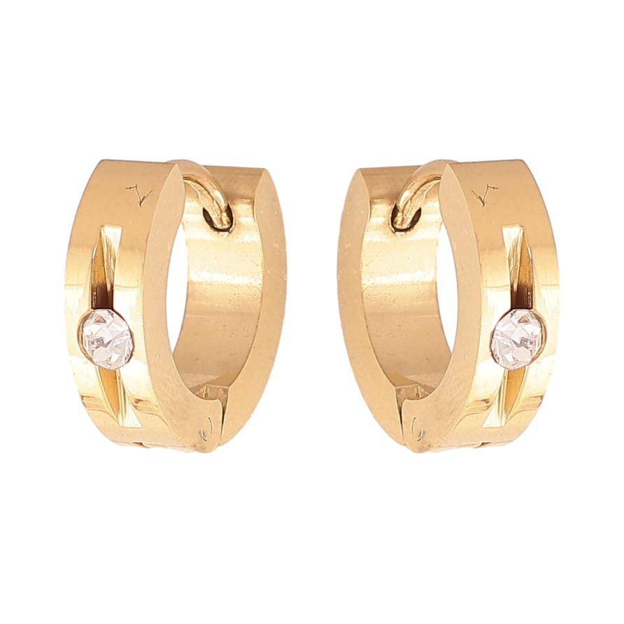 Сережки Xuping TTM Stainless Steel колір 14K колечка "Візерунок з кристалом" фото №1