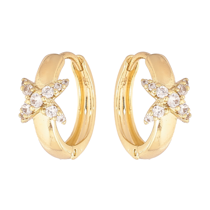 Серьги Xuping цвет Позолота 14K колечки "Узор с кристаллами" фото №18