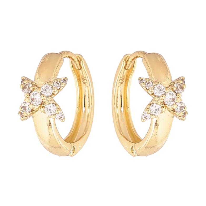 Сережки Xuping колір Позолота 14K колечка "Візерунок з кристалами" фото №6