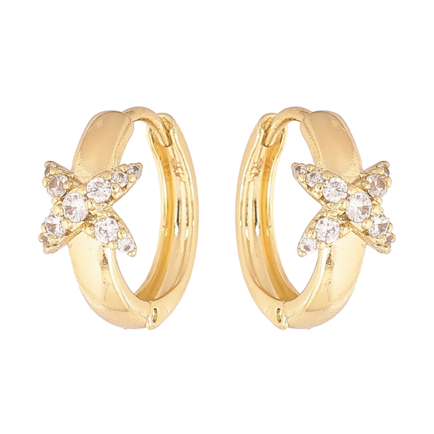 Серьги Xuping цвет Позолота 14K колечки "Узор с кристаллами" фото №1