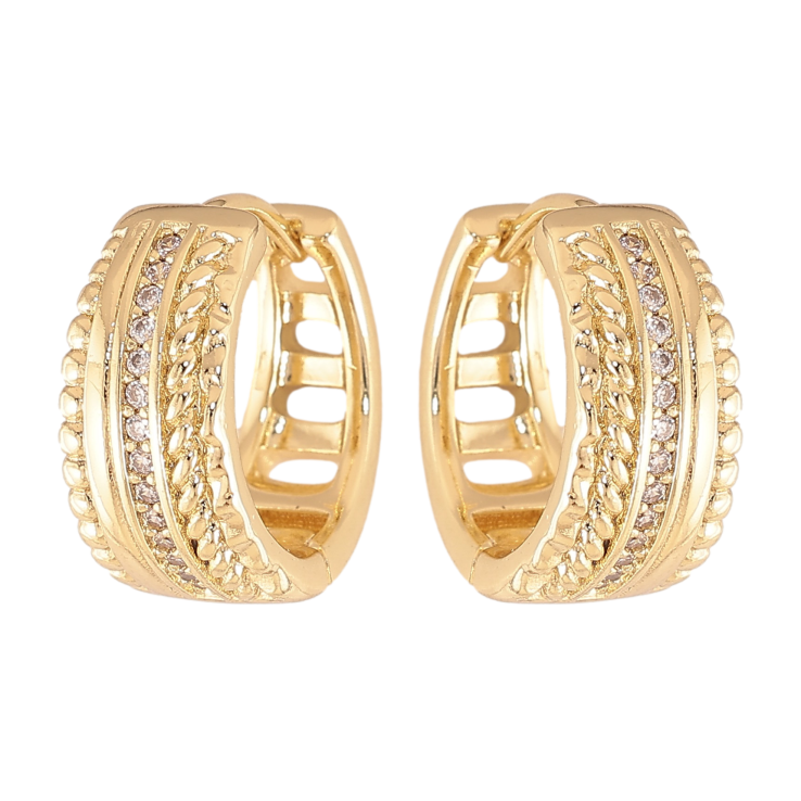 Сережки Xuping колір Позолота 14K колечка "Візерунок з кристалами" фото №19 Сережки Xuping колір Позолота 14K колечка "Візерунок з кристалами" фото №19