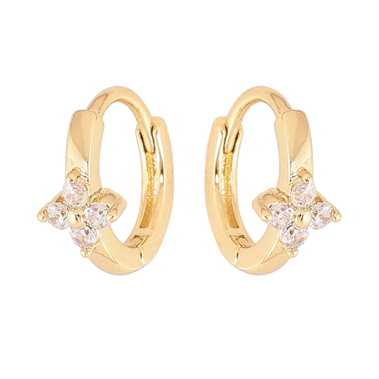 Сережки Xuping колір Позолота 14K колечка "Кристальні квіточки" фото №15