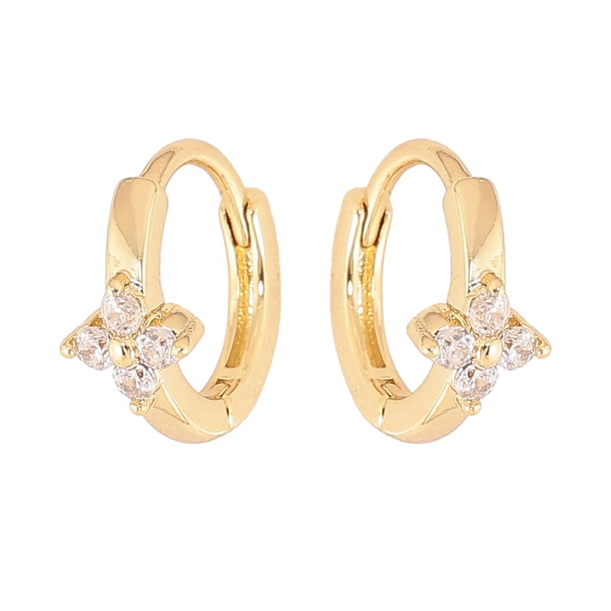 Сережки Xuping колір Позолота 14K колечка "Кристальні квіточки" фото №1 Сережки Xuping колір Позолота 14K колечка "Кристальні квіточки" фото №1
