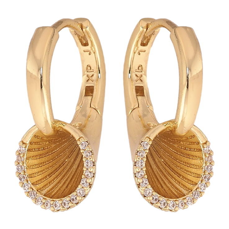 Сережки Xuping колір Позолота 14K колечка "Візерунок з кристалами" фото №15