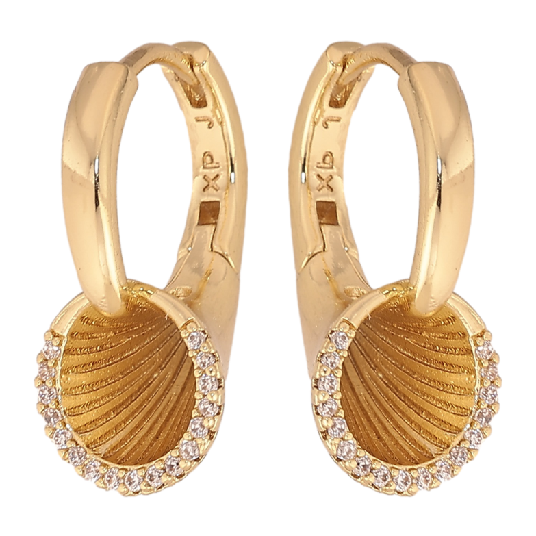 Серьги Xuping цвет Позолота 14K  колечки "Узор с кристаллами" фото №1