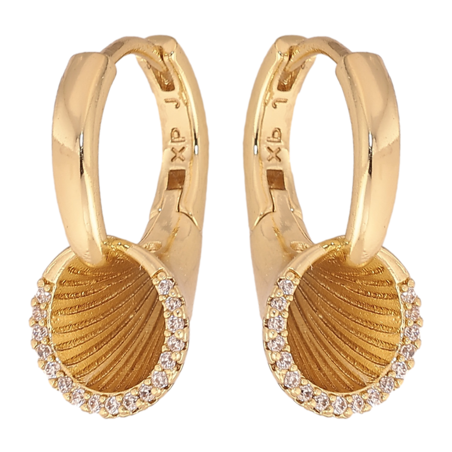 Серьги Xuping цвет Позолота 14K  колечки "Узор с кристаллами" фото №1