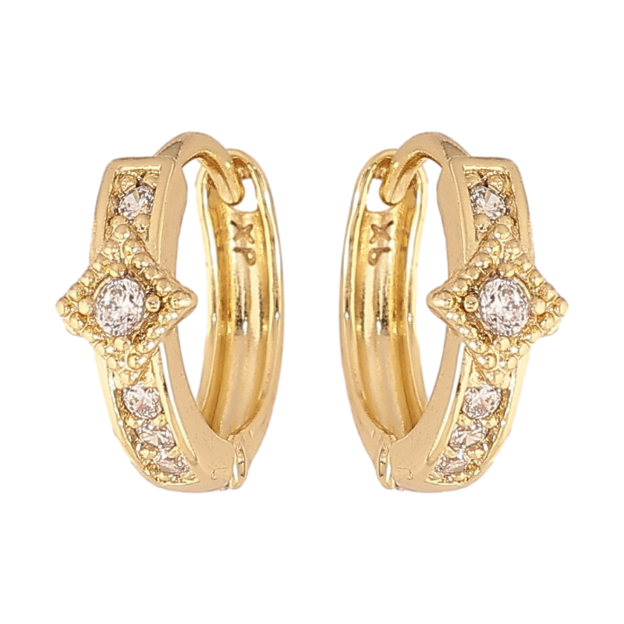 Серьги Xuping цвет Позолота 14K колечки "Узор с кристаллами" фото №1 Серьги Xuping цвет Позолота 14K колечки "Узор с кристаллами" фото №1