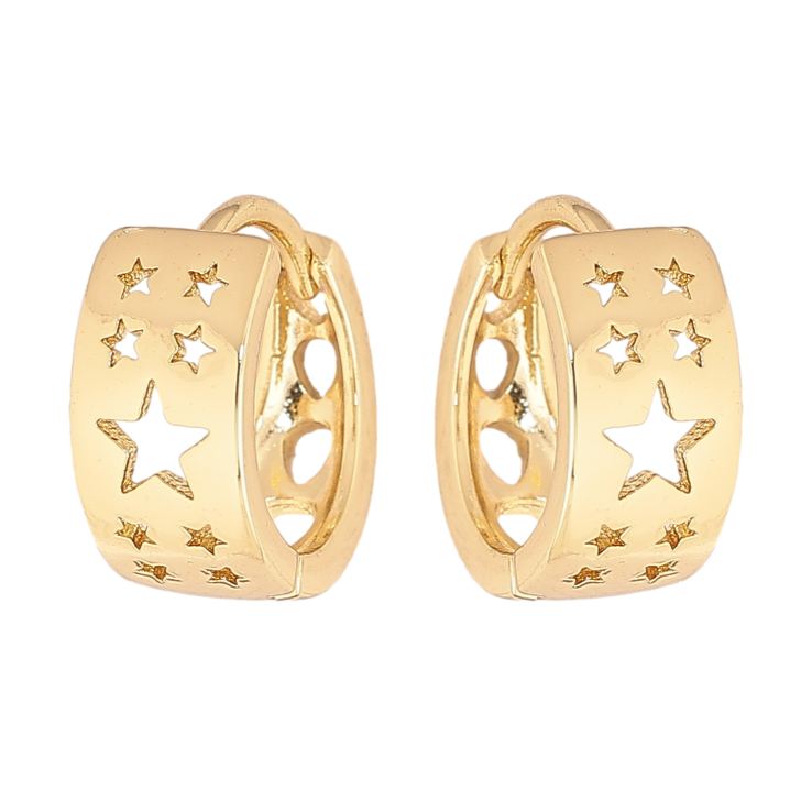 Серьги Xuping цвет Позолота 14K колечки "Узор звездочки" фото №6