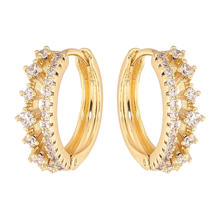 Сережки Xuping колір Позолота 14K колечка "Візерунок з кристалами" фото №14