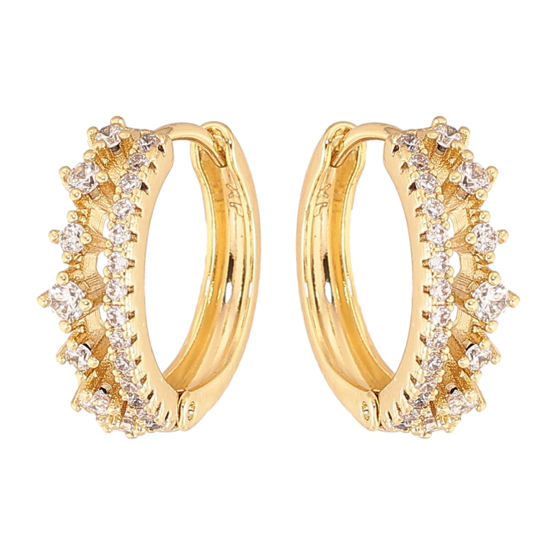 Серьги Xuping цвет Позолота 14K колечки "Узор с кристаллами" фото №1 Серьги Xuping цвет Позолота 14K колечки "Узор с кристаллами" фото №1