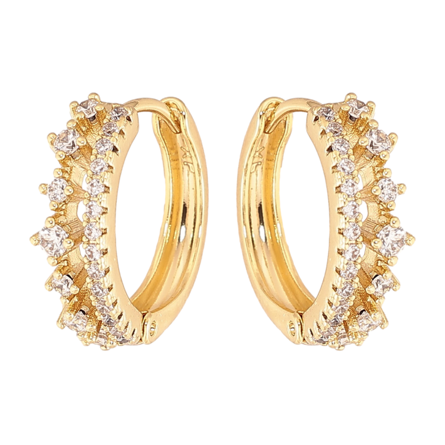 Сережки Xuping колір Позолота 14K колечка "Візерунок з кристалами" фото №1 Сережки Xuping колір Позолота 14K колечка "Візерунок з кристалами" фото №1