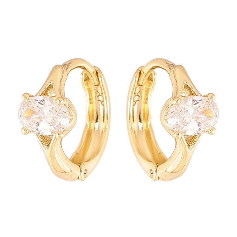 Серьги Xuping цвет Позолота 14K колечки "Узор с кристаллами" фото №5