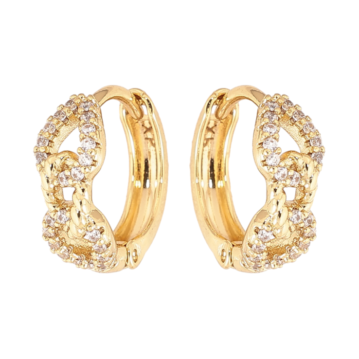 Сережки Xuping колір Позолота 14K колечка "Візерунок з кристалами" фото №9