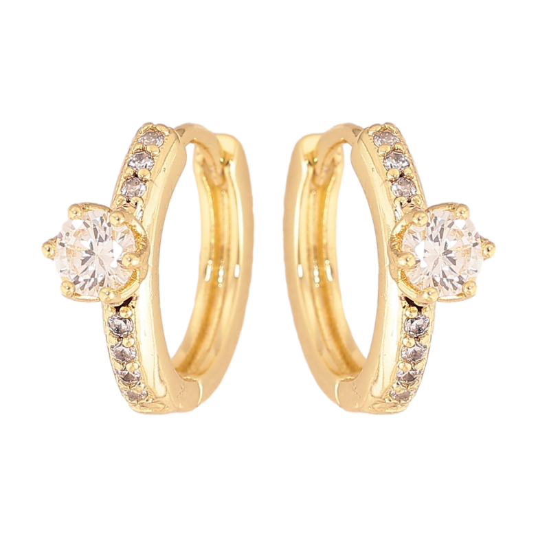 Серьги Xuping цвет Позолота 14K колечки "Узор с кристаллами" фото №1 Серьги Xuping цвет Позолота 14K колечки "Узор с кристаллами" фото №1