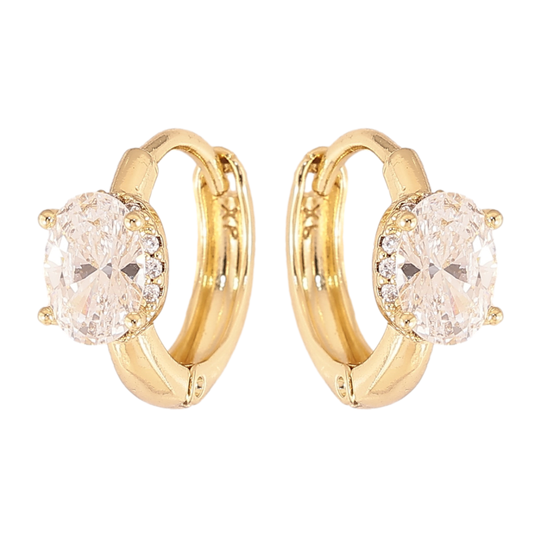 Серьги Xuping цвет Позолота 14K колечки "Узор с кристаллами" фото №1