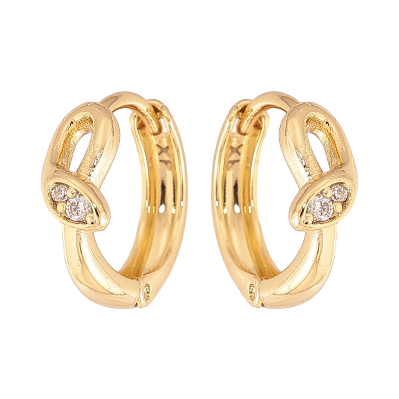 Серьги Xuping цвет Позолота 14K колечки "Узор с кристаллами" фото №1