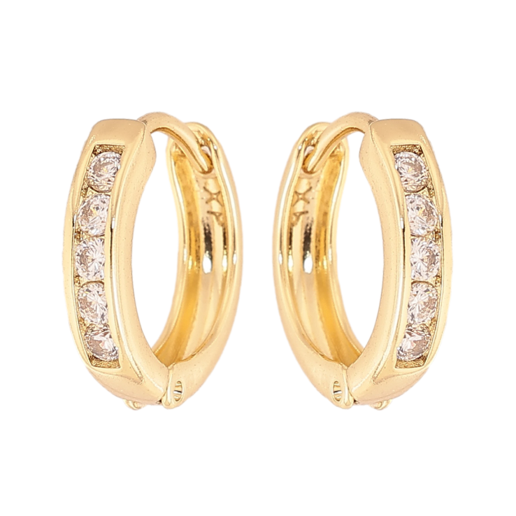 Сережки Xuping колір Позолота 14K колечка "Доріжки кристалів" фото №8 Сережки Xuping колір Позолота 14K колечка "Доріжки кристалів" фото №8