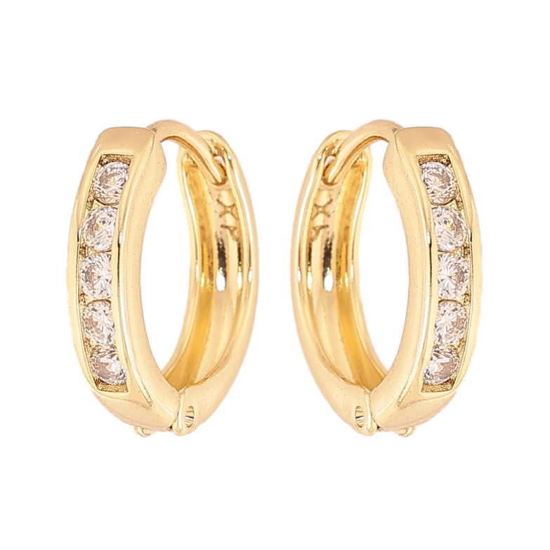 Сережки Xuping колір Позолота 14K колечка "Доріжки кристалів" фото №1 Сережки Xuping колір Позолота 14K колечка "Доріжки кристалів" фото №1