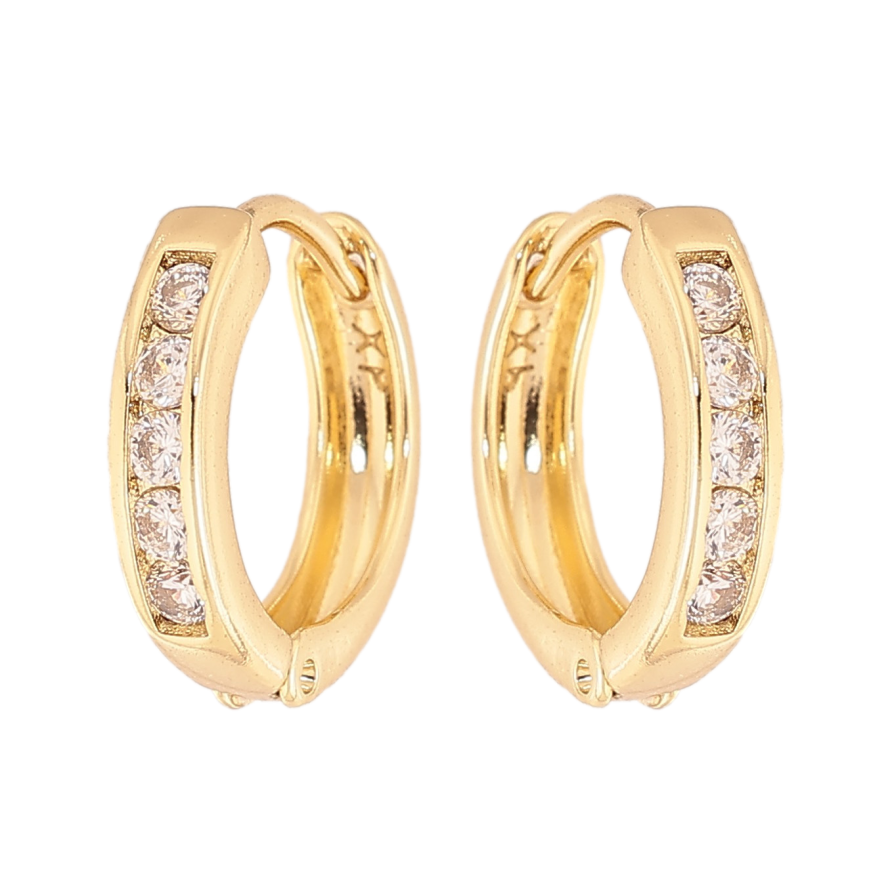 Сережки Xuping колір Позолота 14K колечка "Доріжки кристалів" фото №1 Сережки Xuping колір Позолота 14K колечка "Доріжки кристалів" фото №1