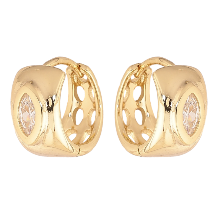 Серьги Xuping цвет Позолота 14K колечки "Узор с кристаллами" фото №4