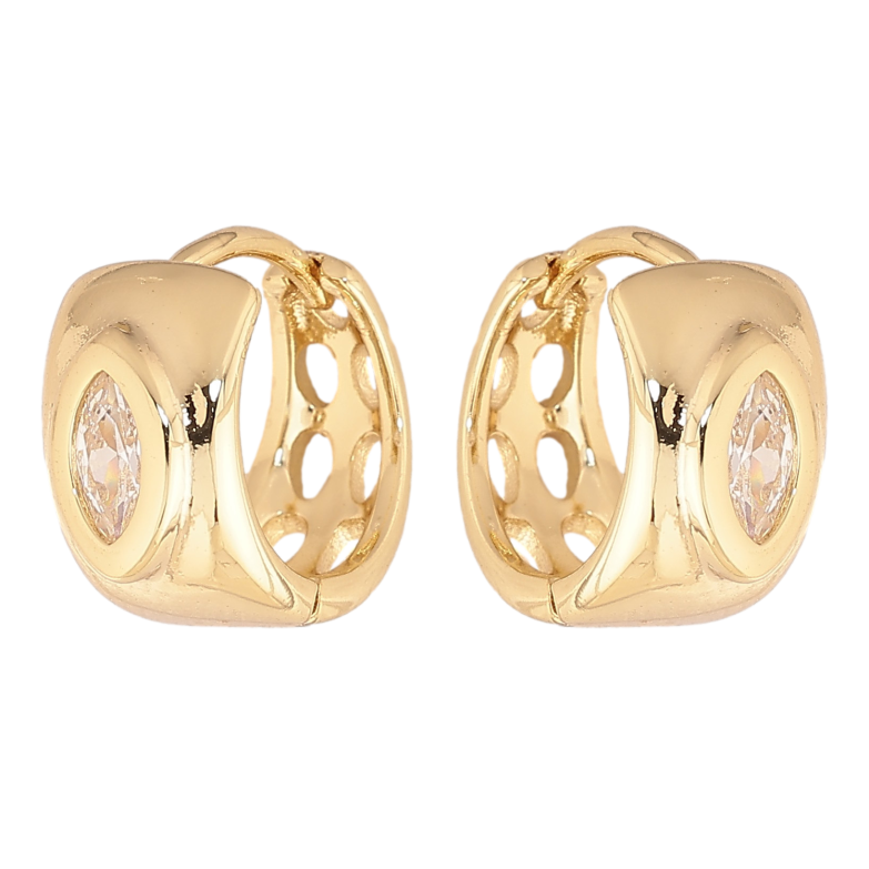 Сережки Xuping колір Позолота 14K колечка "Візерунок з кристалами" фото №3