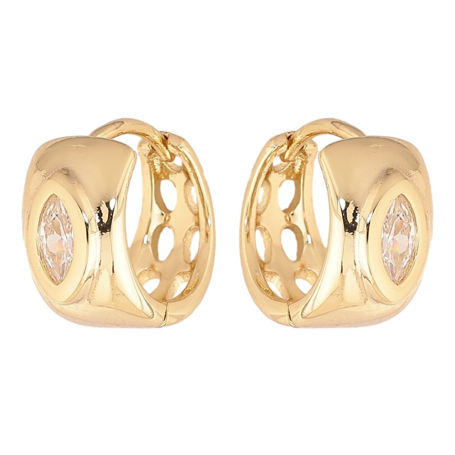 Серьги Xuping цвет Позолота 14K колечки "Узор с кристаллами" фото №1