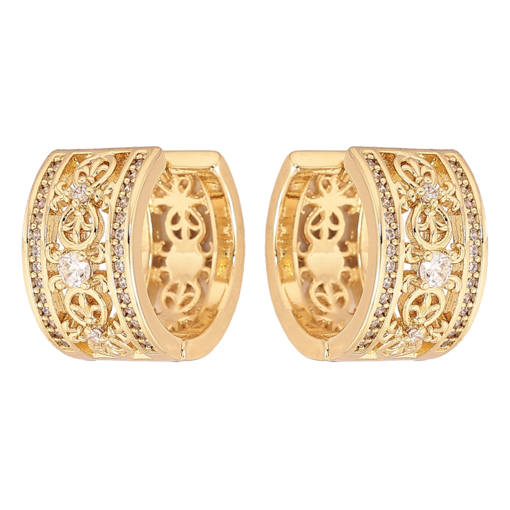 Сережки Xuping колір Позолота 14K колечка "Візерунок з кристалами" фото №14