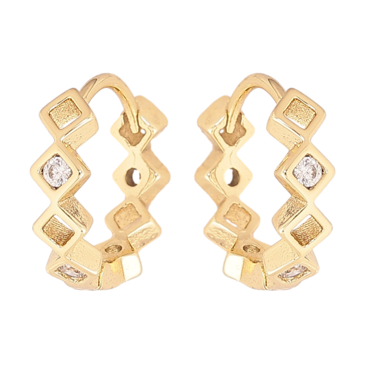 Серьги Xuping цвет Позолота 14K колечки "Узор с кристаллами" фото №2