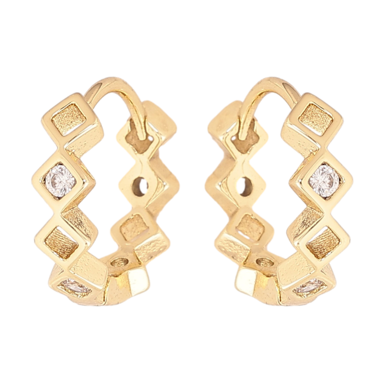 Серьги Xuping цвет Позолота 14K колечки "Узор с кристаллами" фото №1