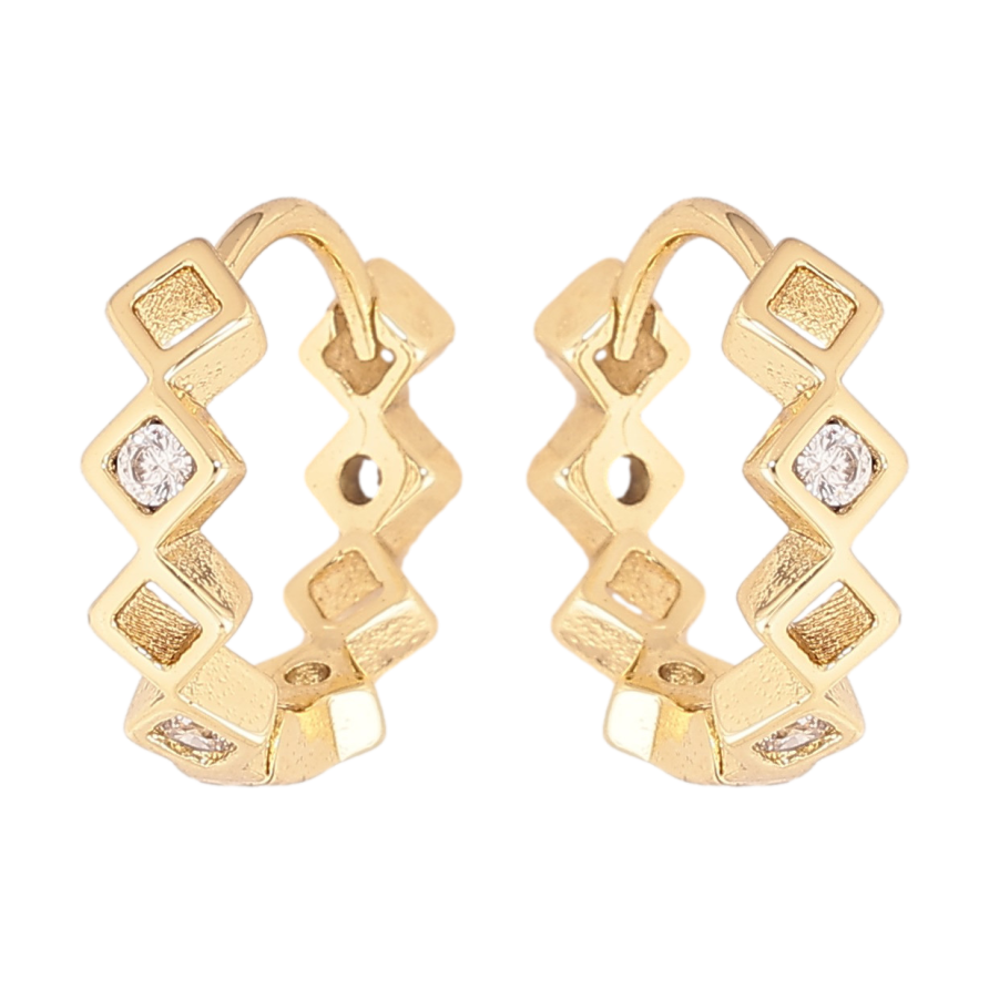 Серьги Xuping цвет Позолота 14K колечки "Узор с кристаллами" фото №1