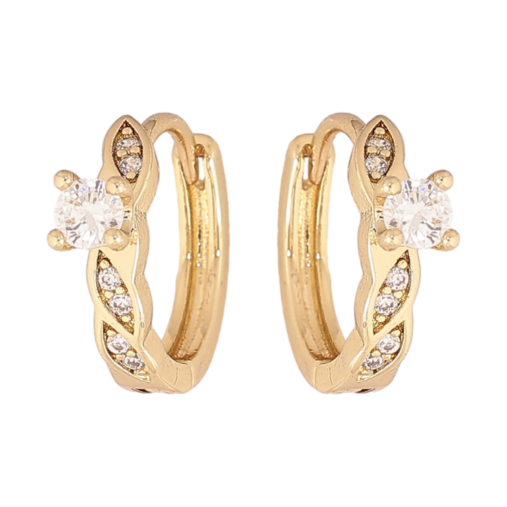 Серьги Xuping цвет Позолота 14K колечки "Узор с кристаллами" фото №24