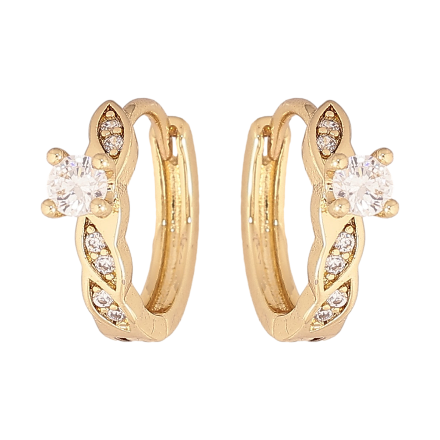 Серьги Xuping цвет Позолота 14K колечки "Узор с кристаллами" фото №1