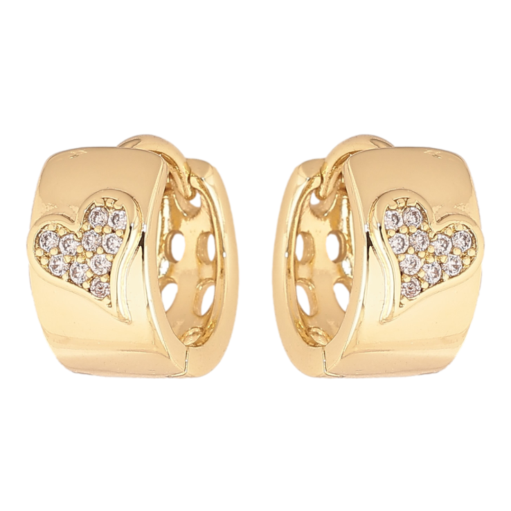 Серьги Xuping цвет Позолота 14K колечки "Узор сердечки с кристаллами" фото №21