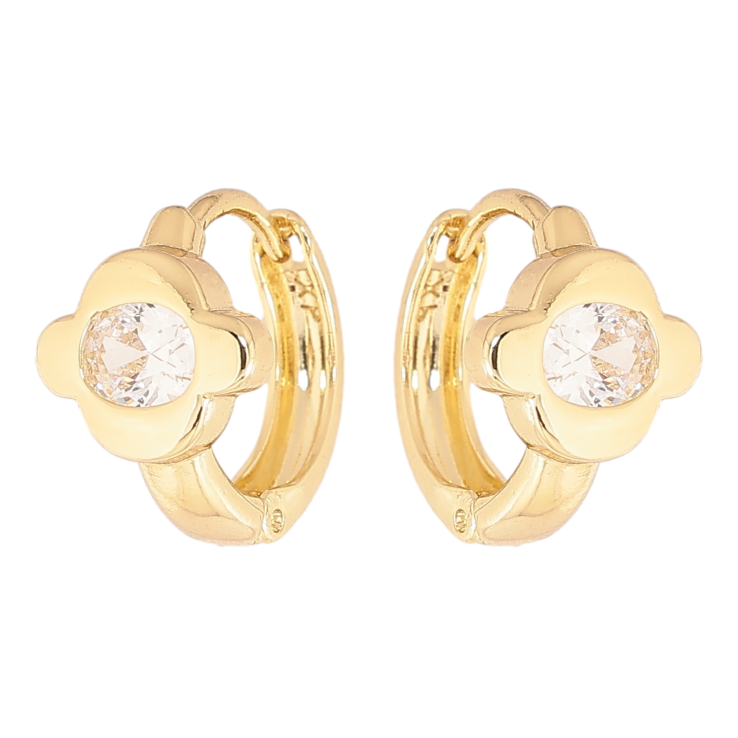 Серьги Xuping цвет Позолота 14K колечки "Цветочки с кристаллами" фото №14