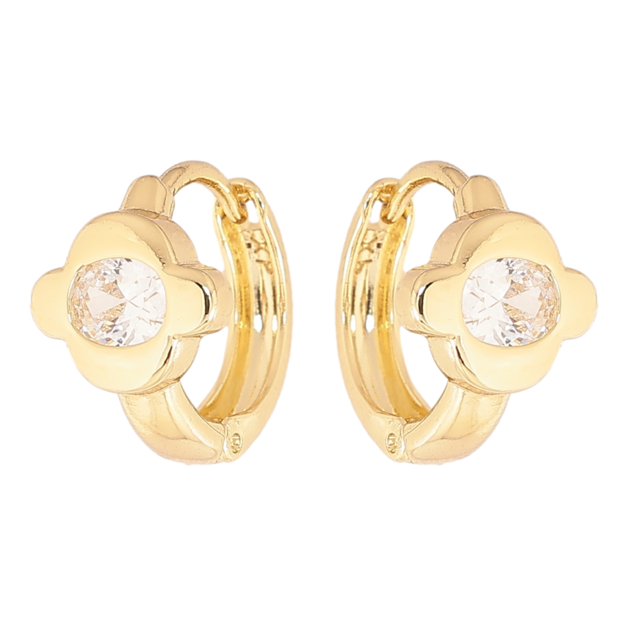 Серьги Xuping цвет Позолота 14K колечки "Цветочки с кристаллами" фото №1