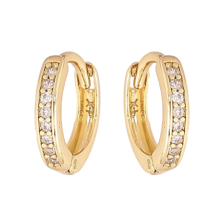 Серьги Xuping цвет Позолота 14K колечки "Дорожки кристаллов" фото №12