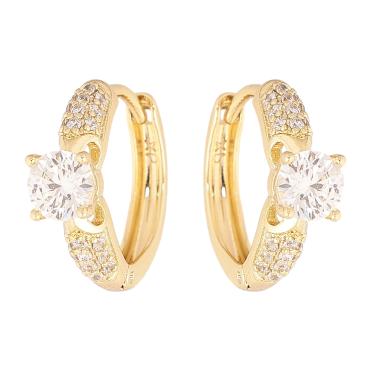 Серьги Xuping цвет Позолота 14K колечки "Узор с кристаллами" фото №9