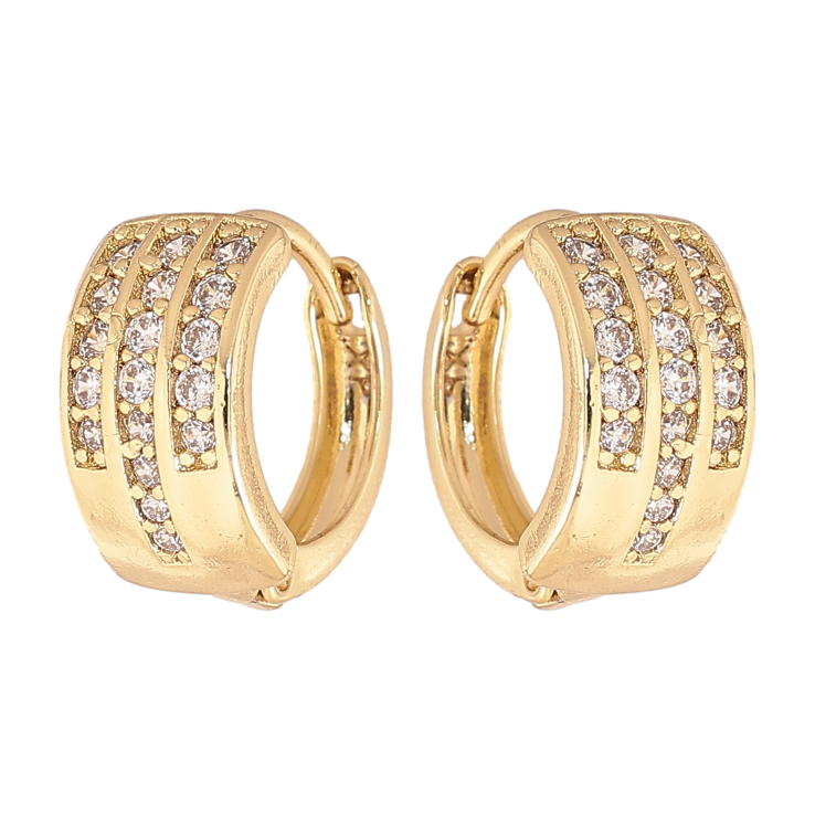 Серьги Xuping цвет Позолота 14K колечки "Узор с кристаллами" фото №5