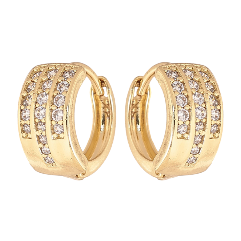 Серьги Xuping цвет Позолота 14K колечки "Узор с кристаллами" фото №1