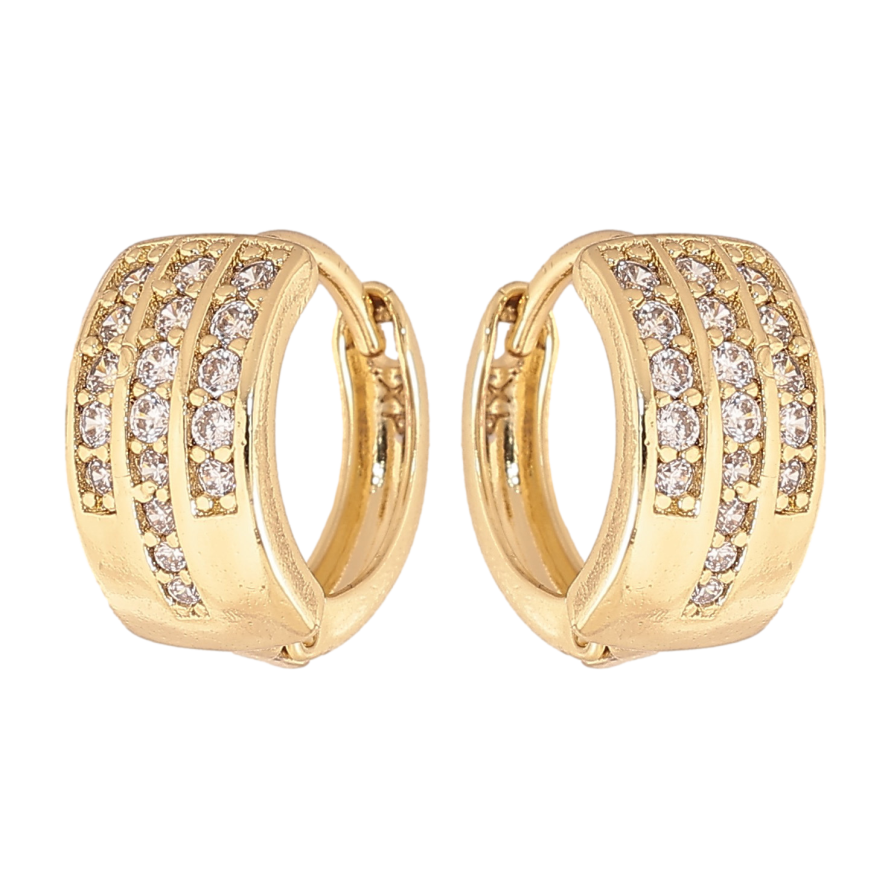 Серьги Xuping цвет Позолота 14K колечки "Узор с кристаллами" фото №1