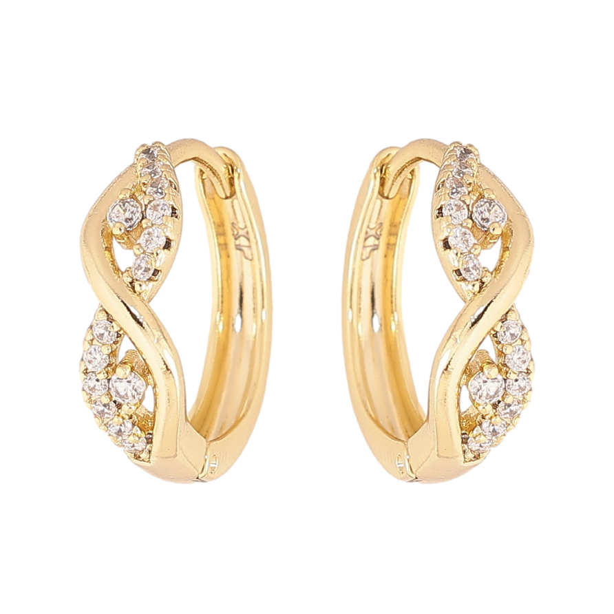 Сережки Xuping колір Позолота 14K колечка "Візерунок з кристалами" фото №1