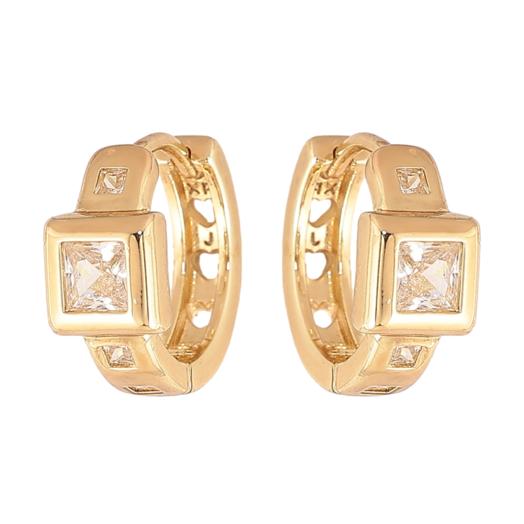 Серьги Xuping цвет Позолота 14K колечки "Узор с кристаллами" фото №22